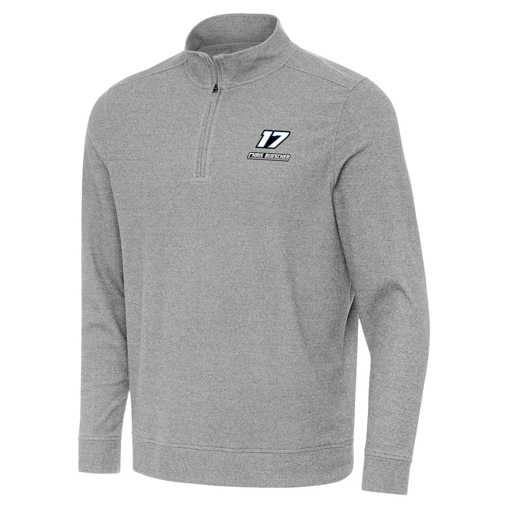  Chris Buescher Antigua Subtle Quarter-Zip Pullover Top - Heather Gray